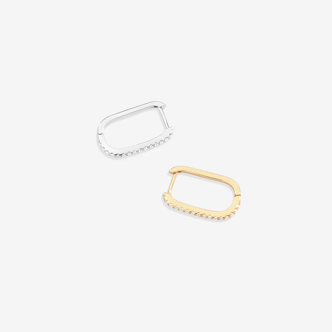 Square Pave Hoop Earrings