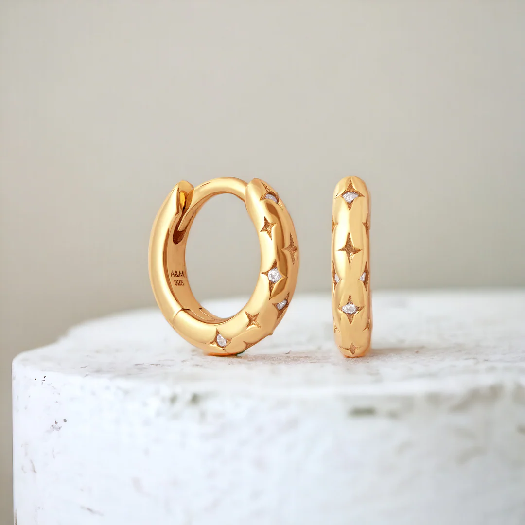 Falling Stars Huggie Hoop Earrings
