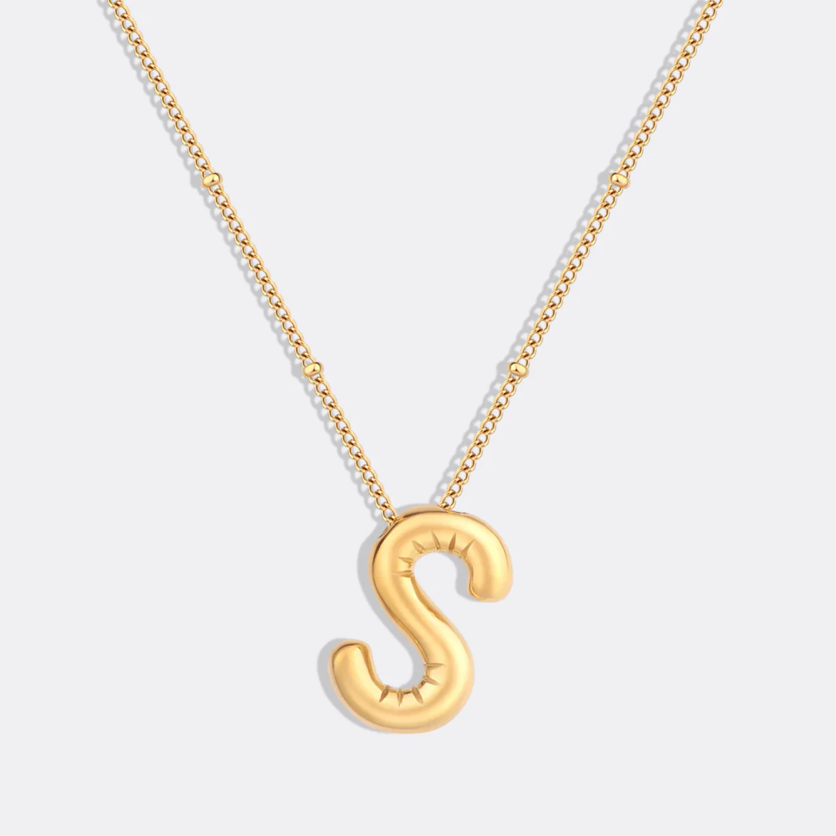 Balloon Initial Necklace with Satellite Chain