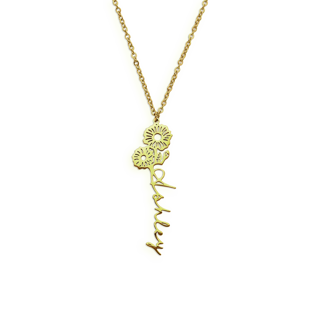 Birth Flower Name Necklace