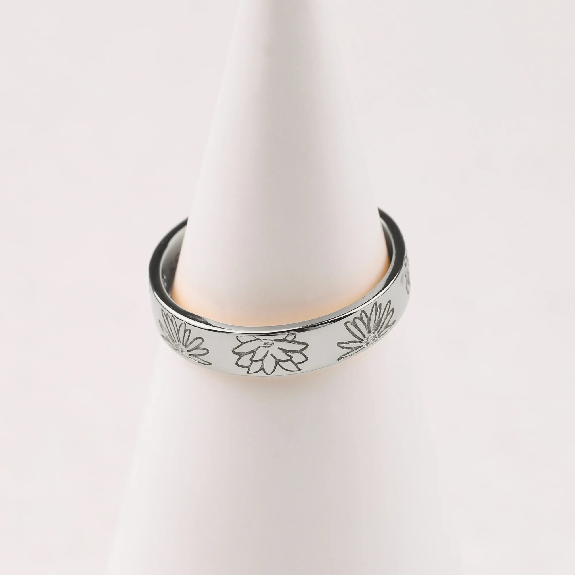 Personalized Stamped Flower Ring