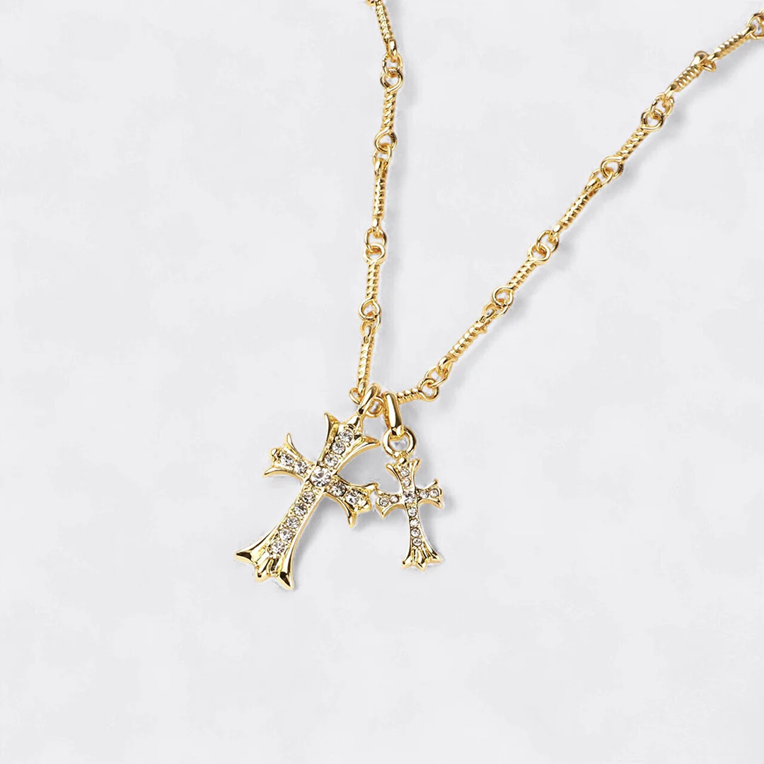Double Cross Pendant Necklace