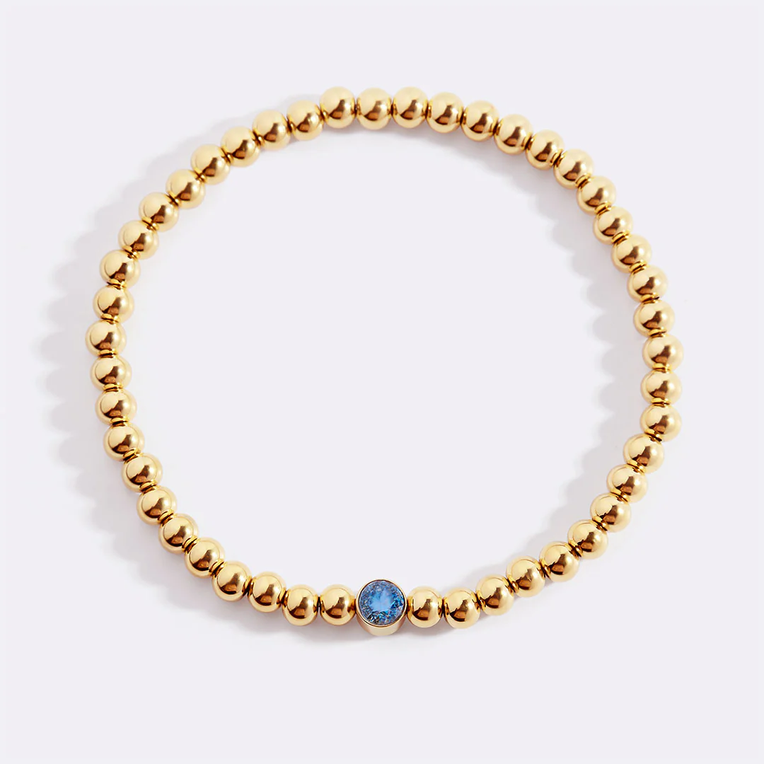 Gold Beaded Bubble Birthstone Bracelet