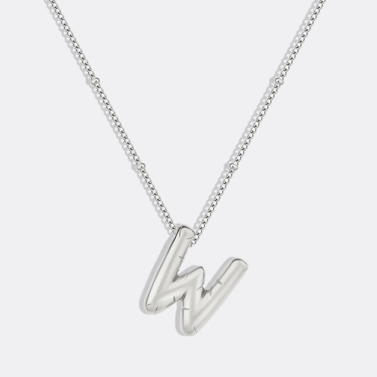 Balloon Initial Necklace with Satellite Chain