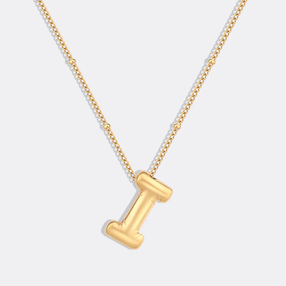 Balloon Initial Necklace with Satellite Chain