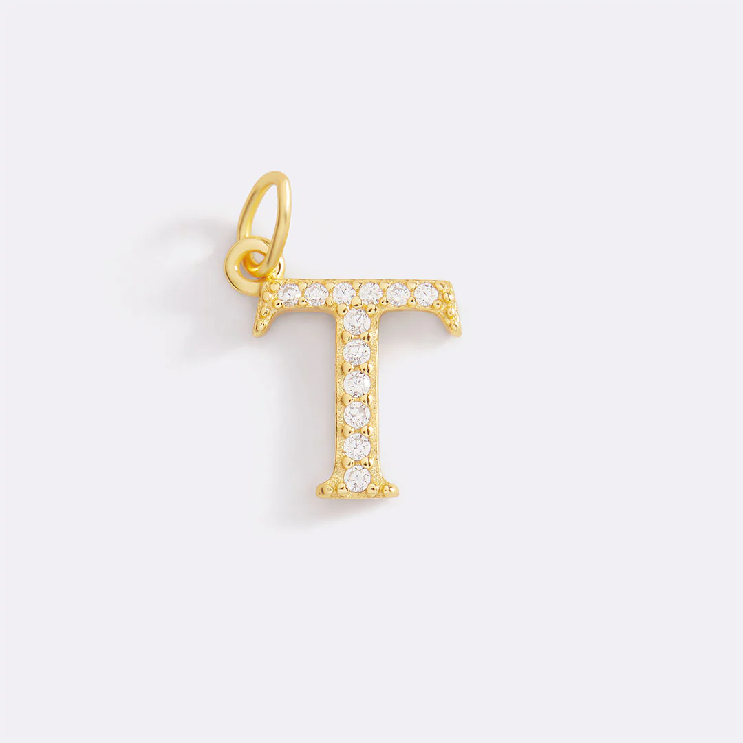 Dainty Pave Initial Charm