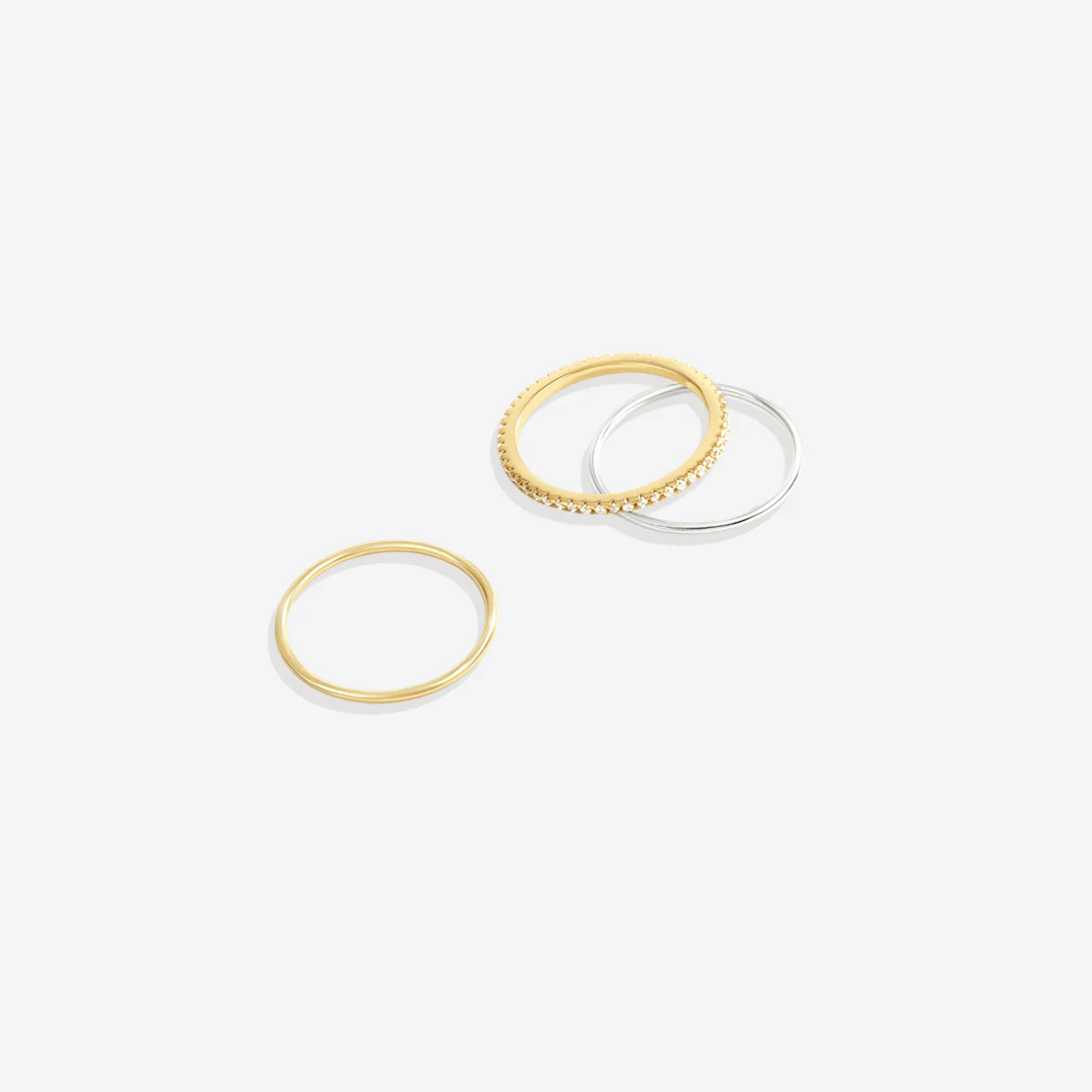 Gold and Silver Stacking Ring Set