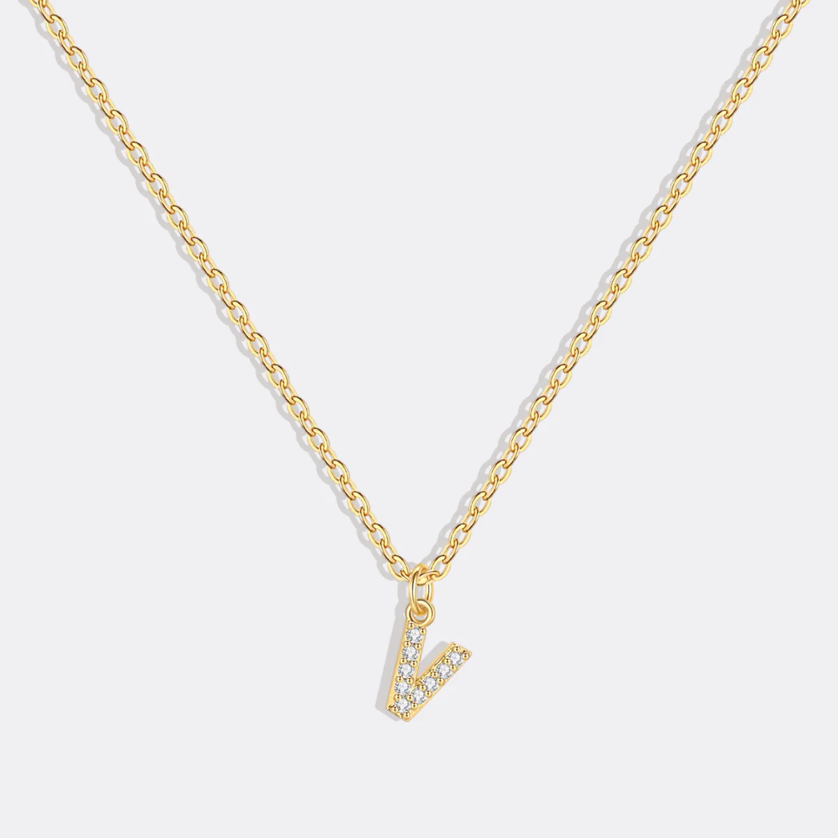 Gold Pavé Uppercase Initial Necklace