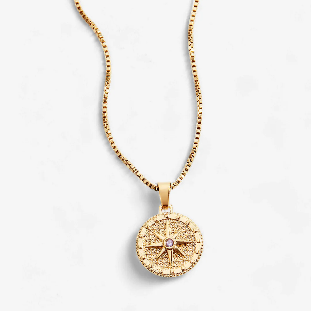 Birthstone Compass Pendant Necklace