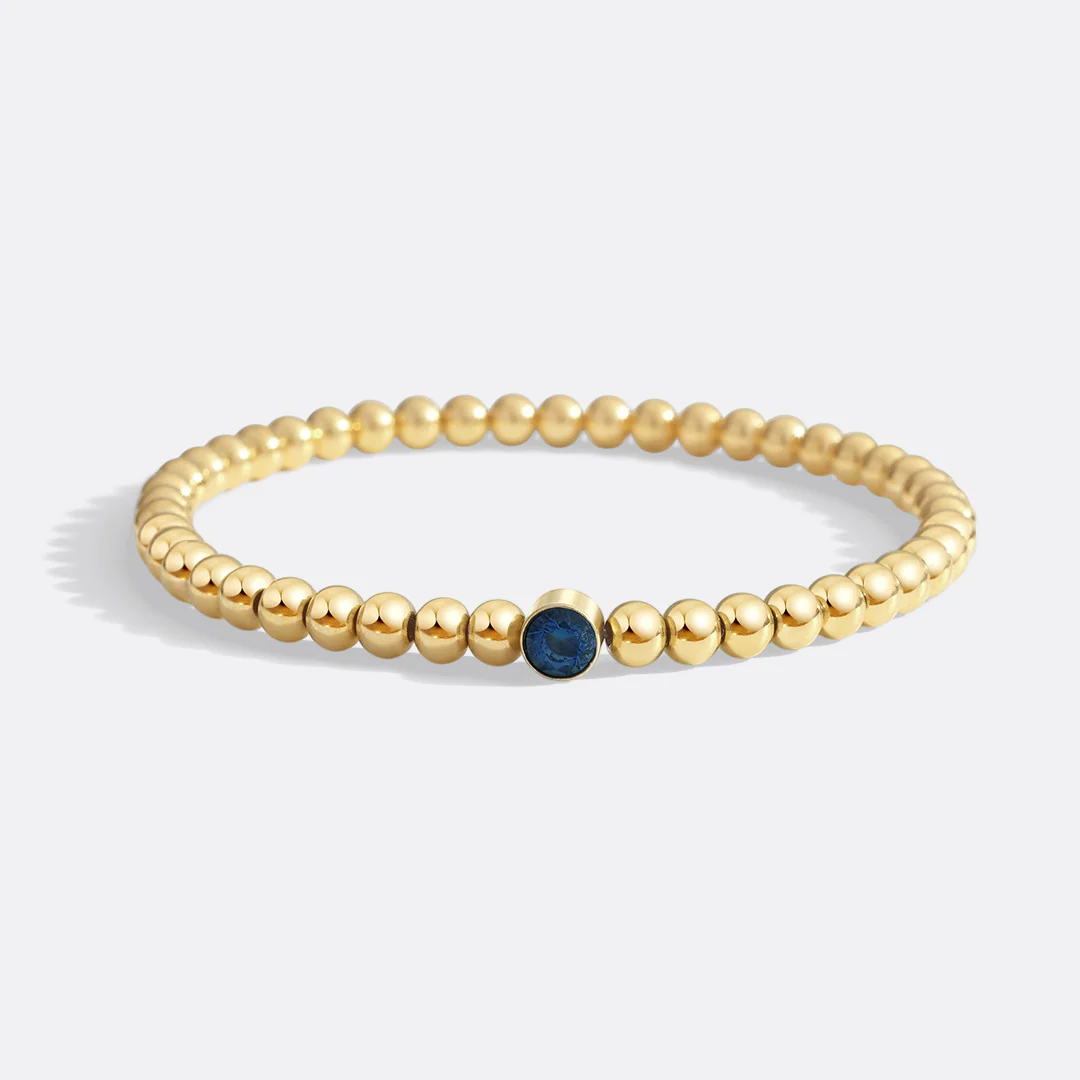 Gold Beaded Bubble Birthstone Bracelet