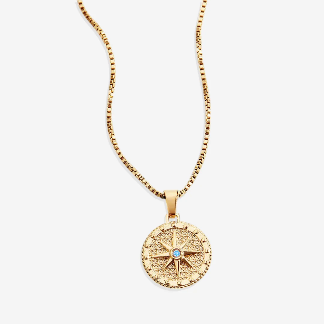 Birthstone Compass Pendant Necklace