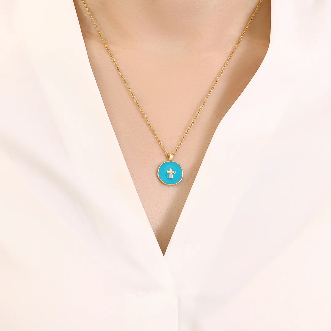 Minimalist Enamel Cross Pendant
