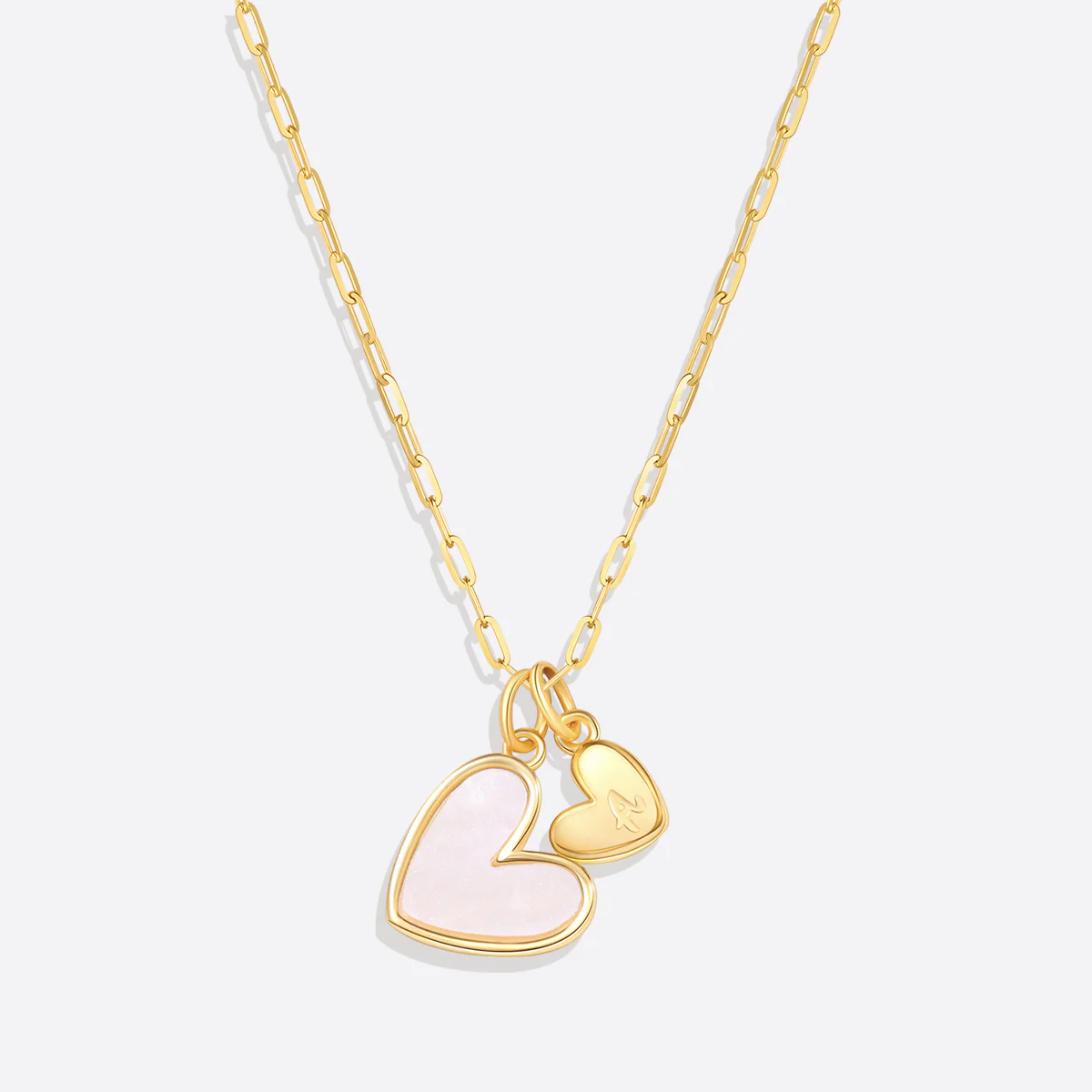 Mother Of Pearl Heart Initial Necklace