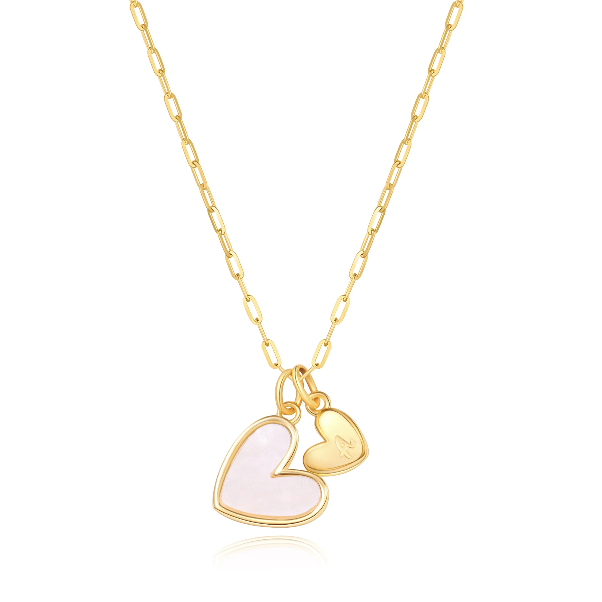 Mother Of Pearl Heart Initial Necklace