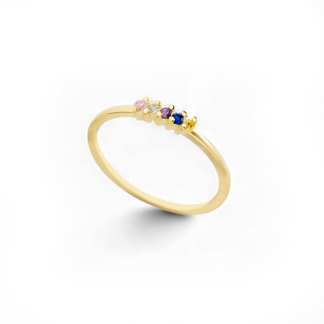 Personalized Dainty Birthstones Ring