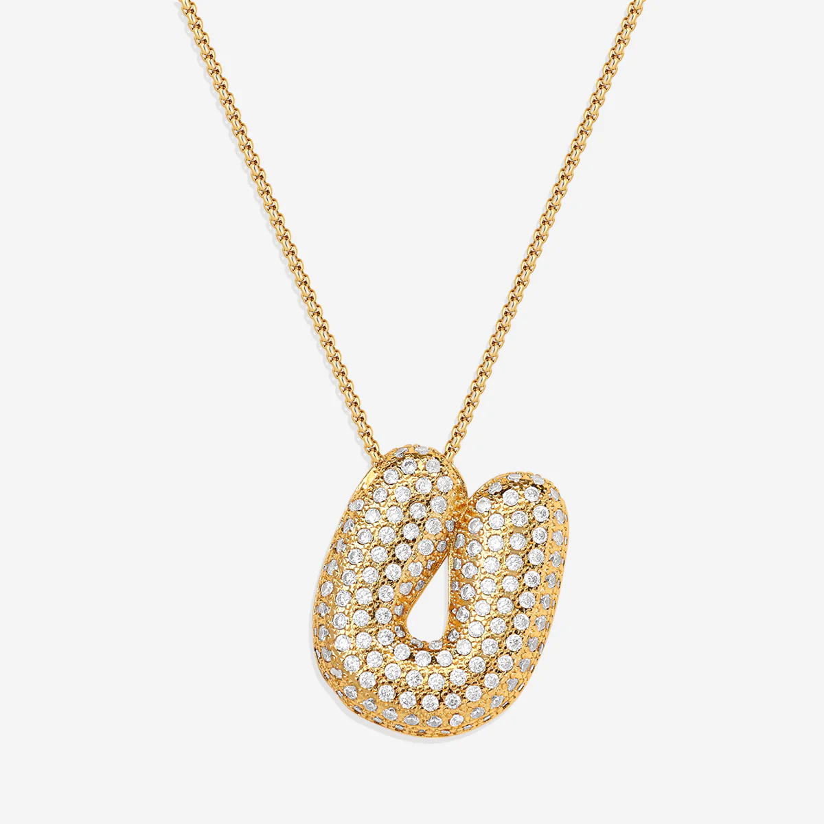 Pave Bubble Initial Necklace
