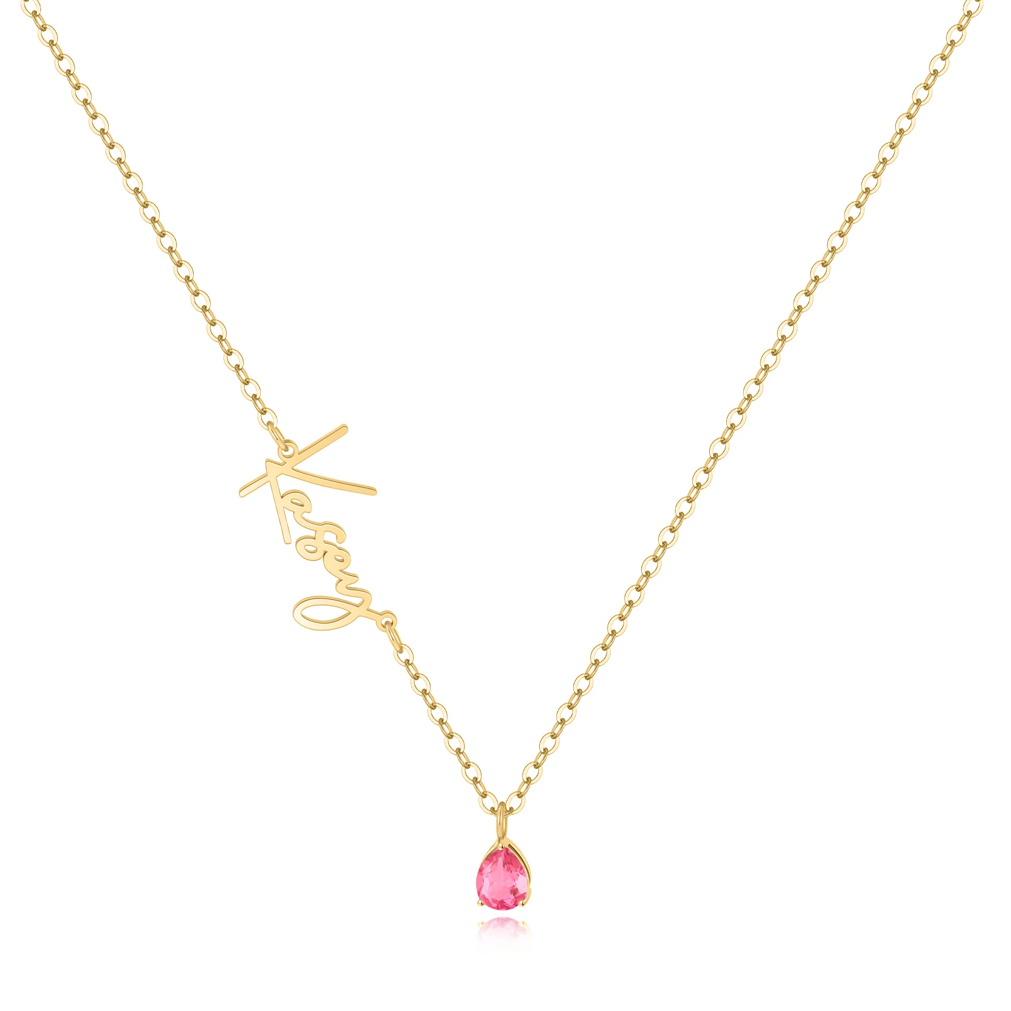 Handmade Birthstone Name Necklace