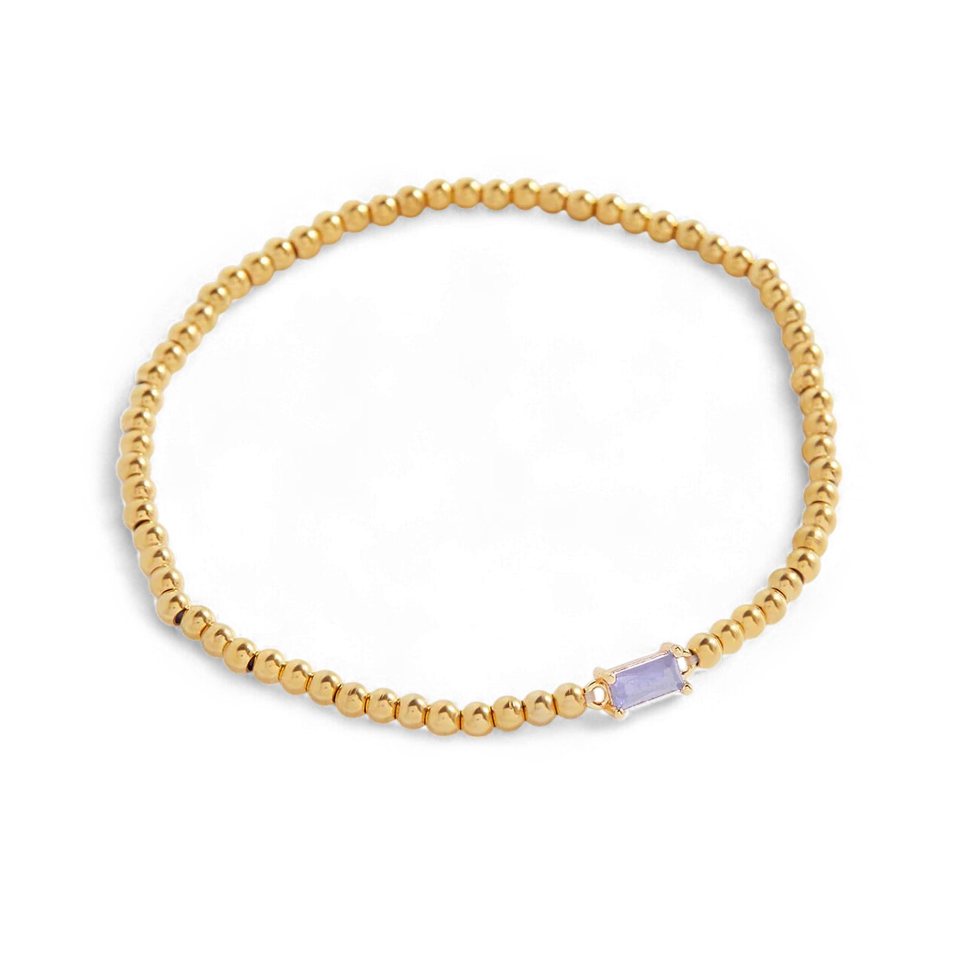 Gold Beaded Birthstone Bracelet