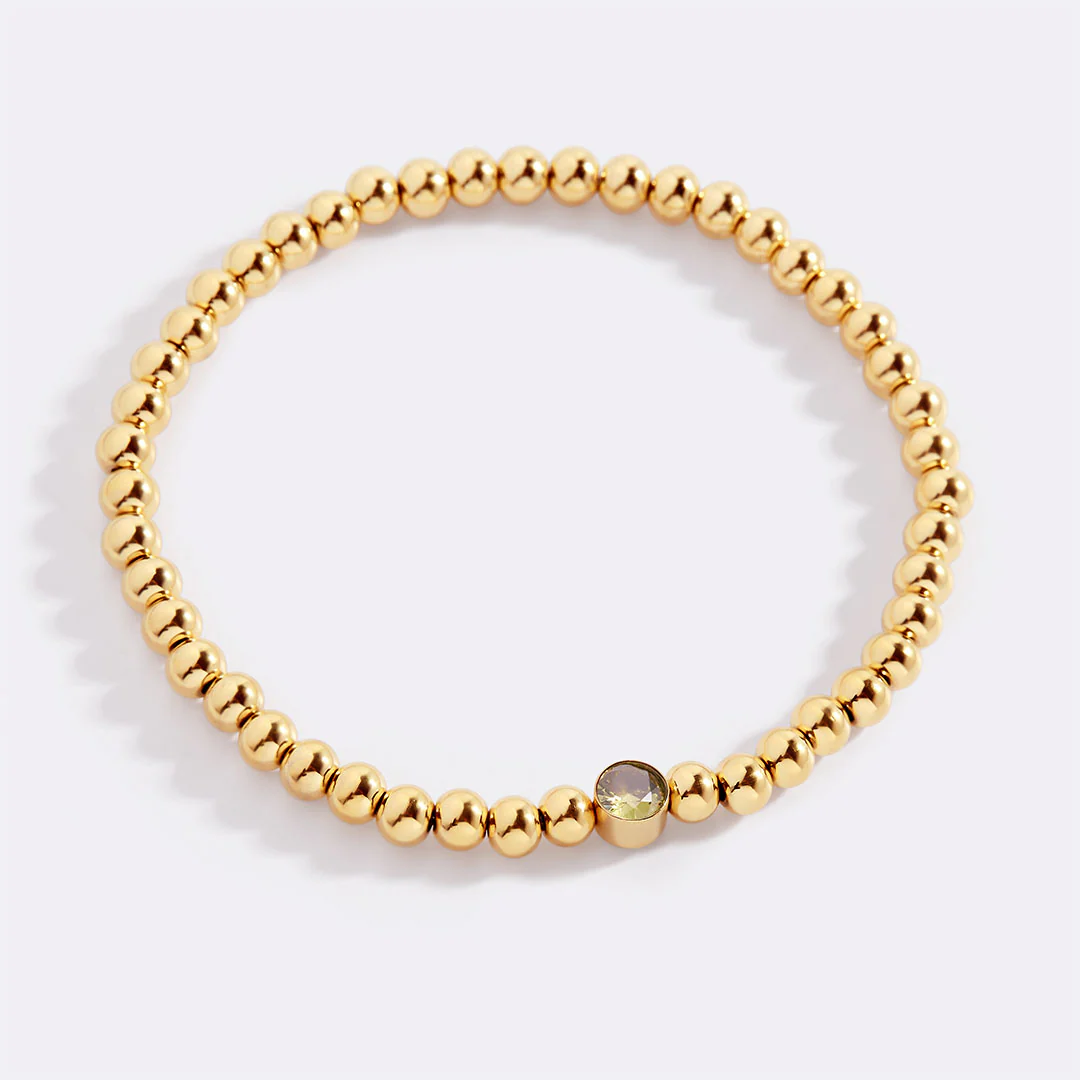 Gold Beaded Bubble Birthstone Bracelet