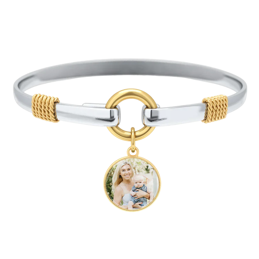 Personalized Photo Two-Tone Charm Bracelet