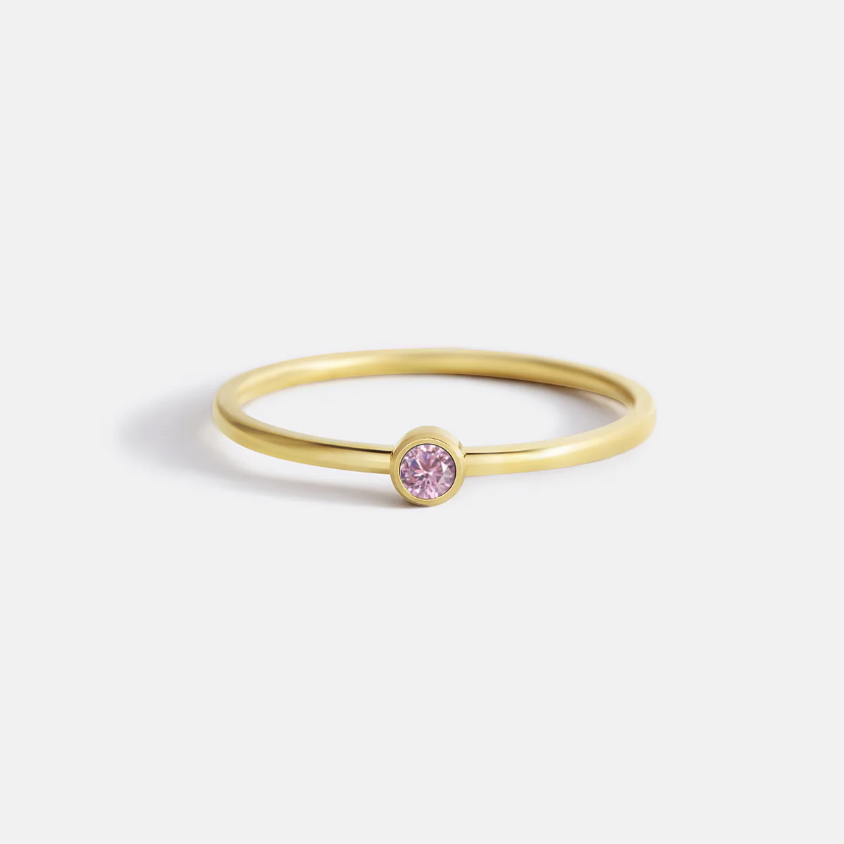 Minimalist Bezel-Set October Birthstone Stacking Band