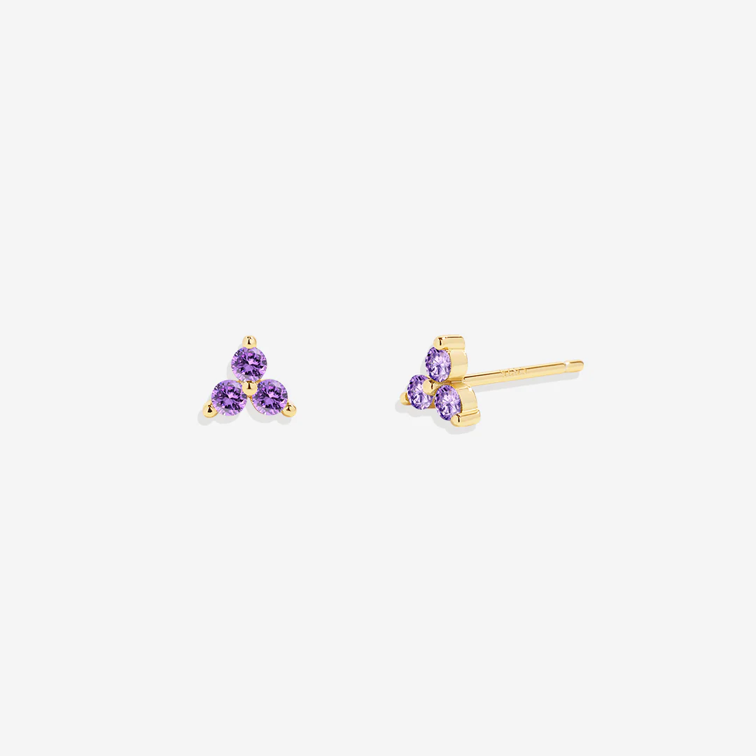 Trinity Birthstone Stud Earrings