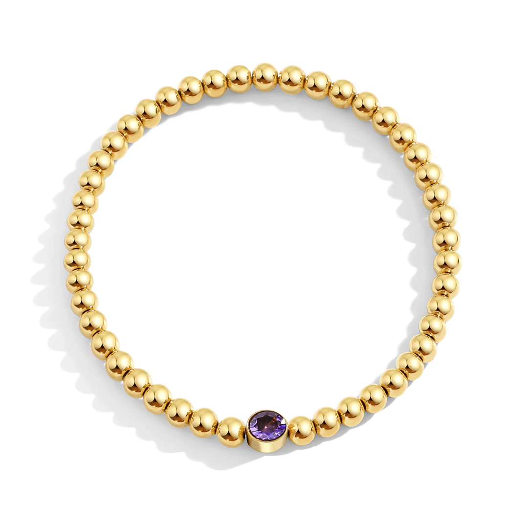 Gold Beaded Bubble Birthstone Bracelet