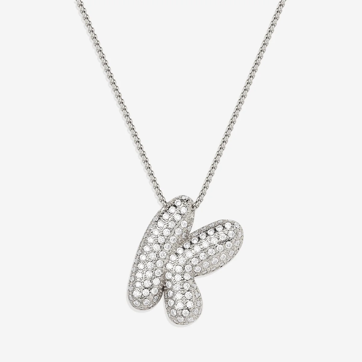 Pave Bubble Initial Necklace