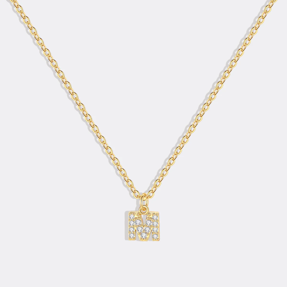Gold Pavé Uppercase Initial Necklace