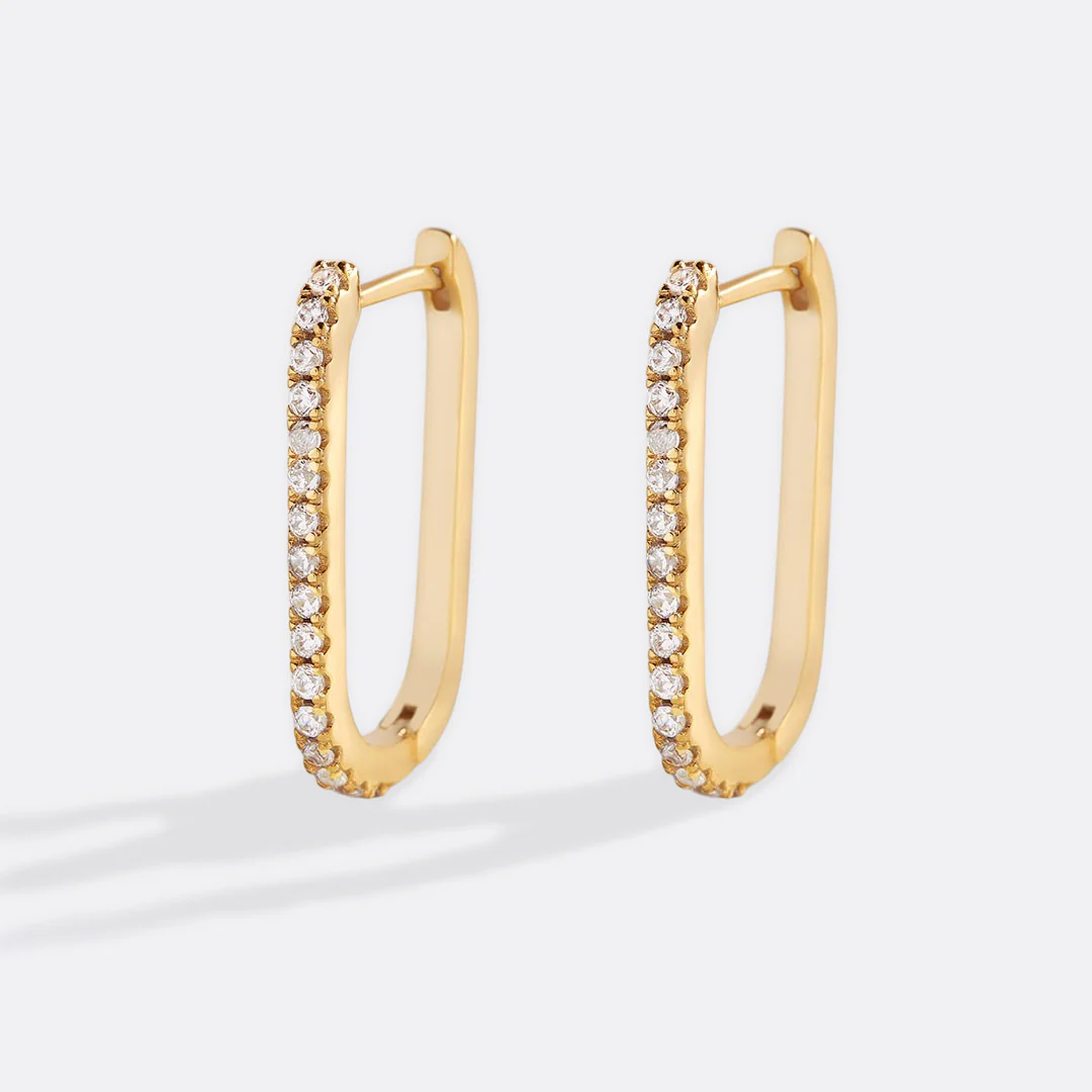Square Pave Hoop Earrings