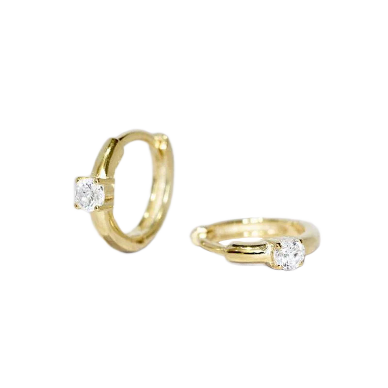 Dainty Single Stone Huggie Hoops