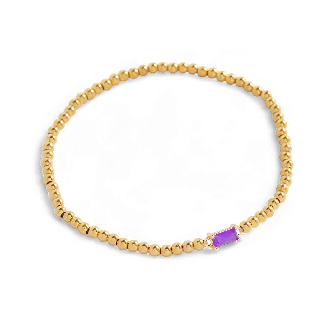 Gold Beaded Birthstone Bracelet
