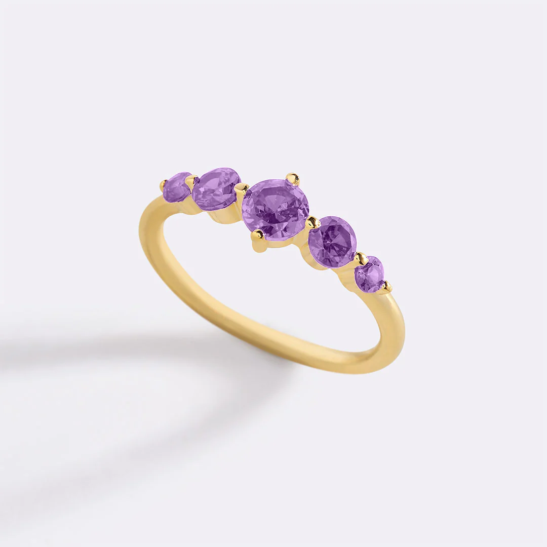 Five Stone Statement Birthstone Ring