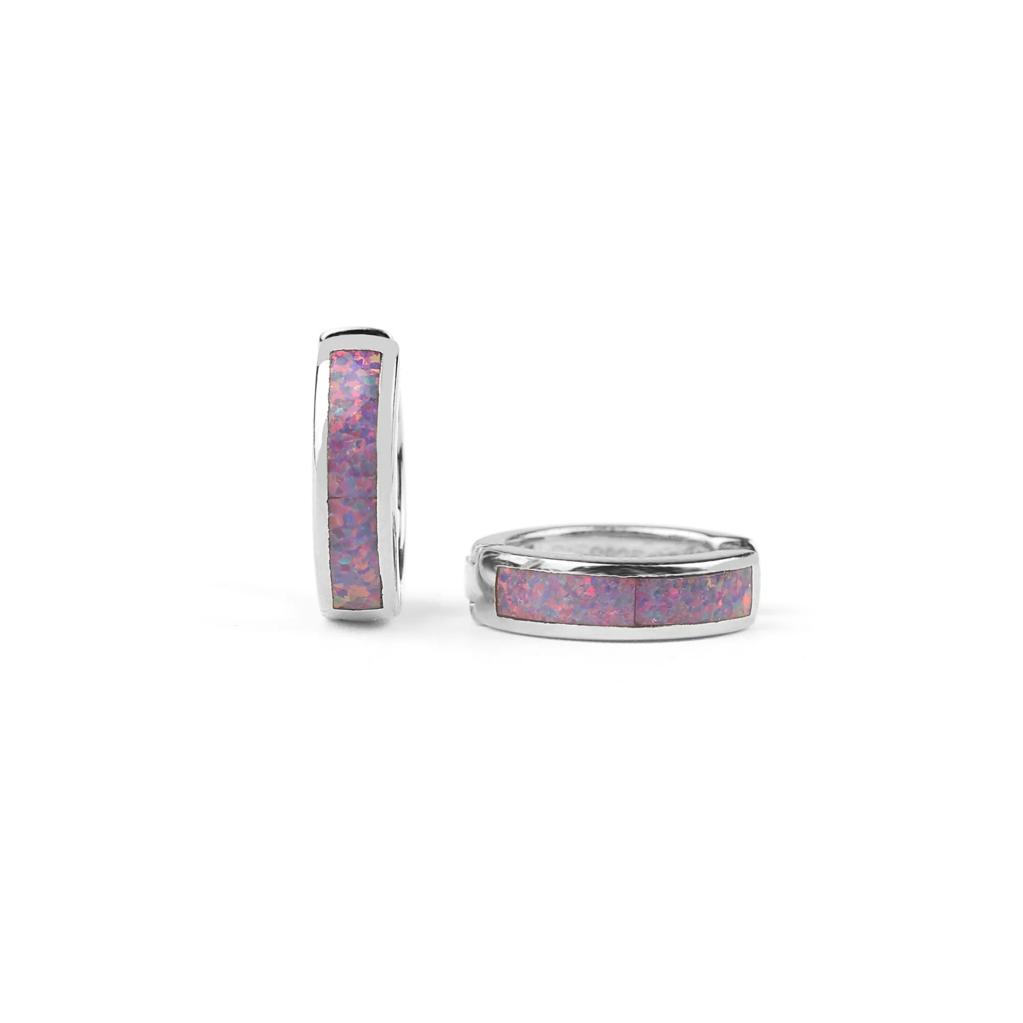 Opal Inlay Huggie Hoop Earrings