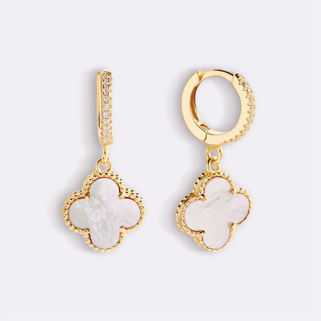 Pave Clover Drop Earrings