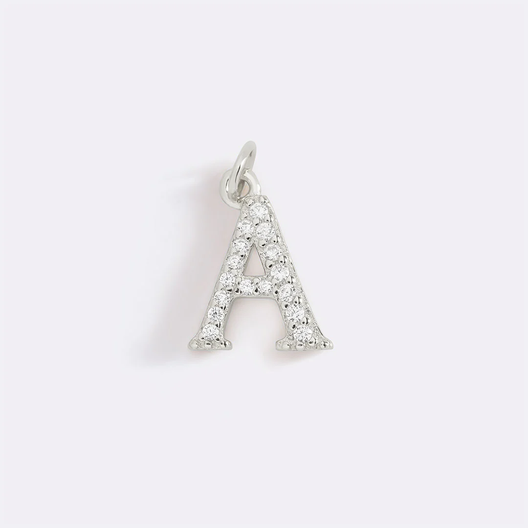 Dainty Pave Initial Charm