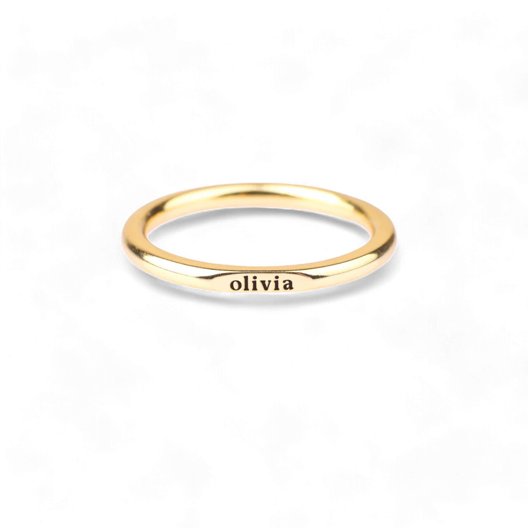 Sterling Silver Flat Top Super Tiny Stackable Name Ring