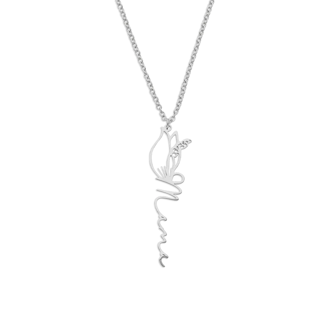 Birth Flower Name Necklace