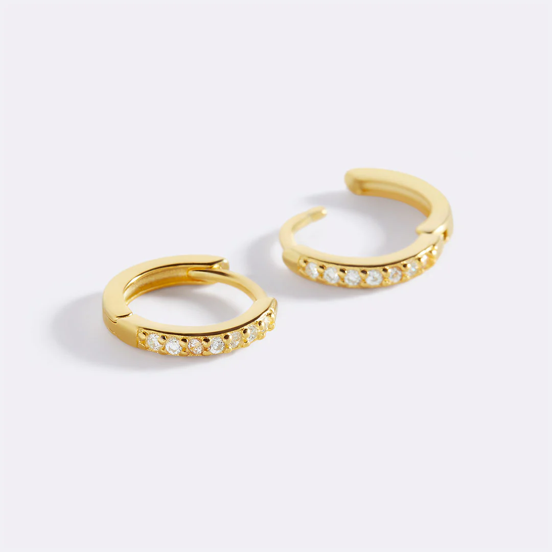 Pave Huggie Hoop Earrings