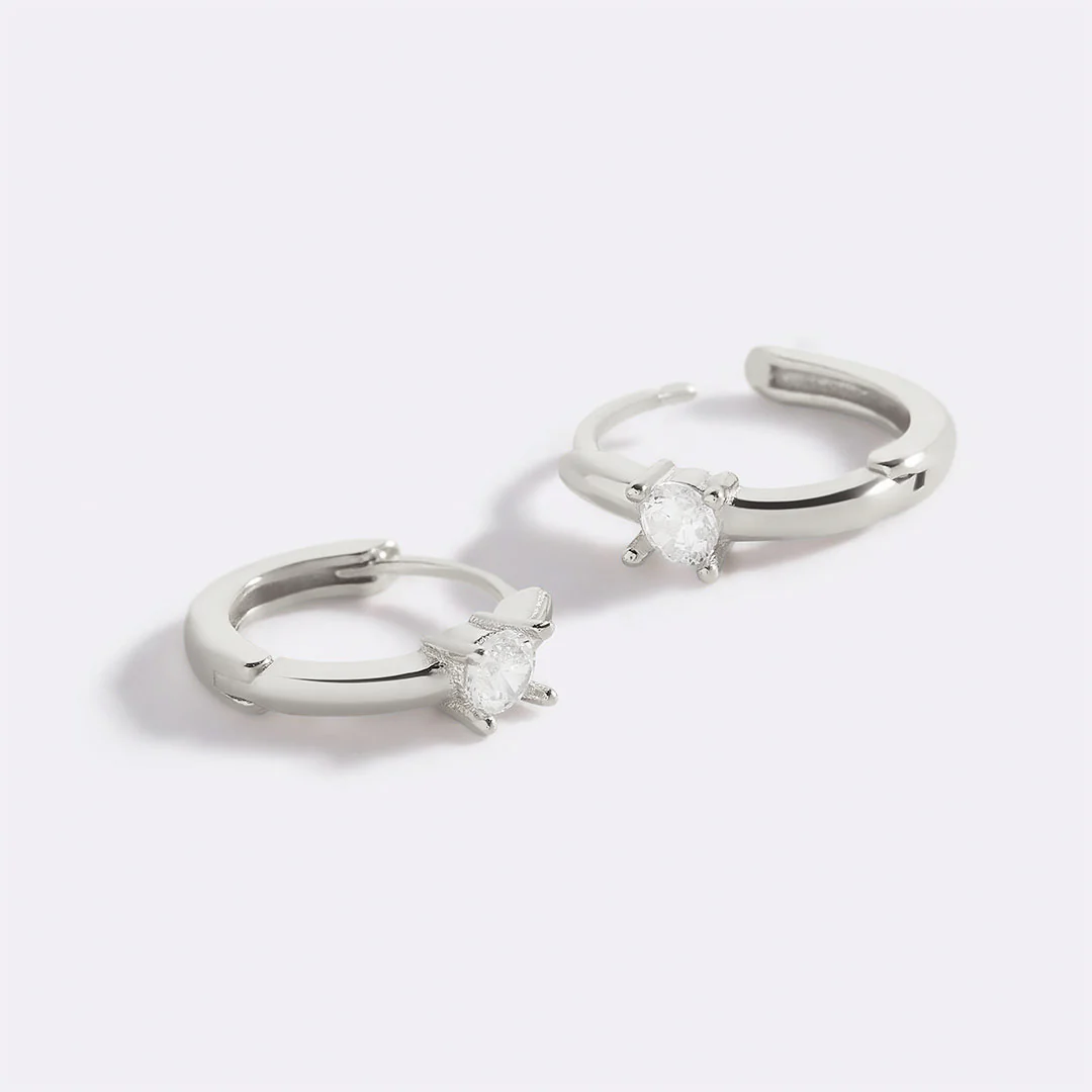 Dainty Single Stone Huggie Hoops
