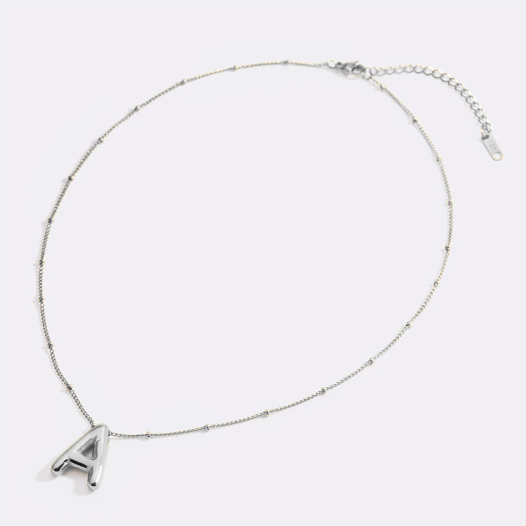 Balloon Initial Necklace with Satellite Chain