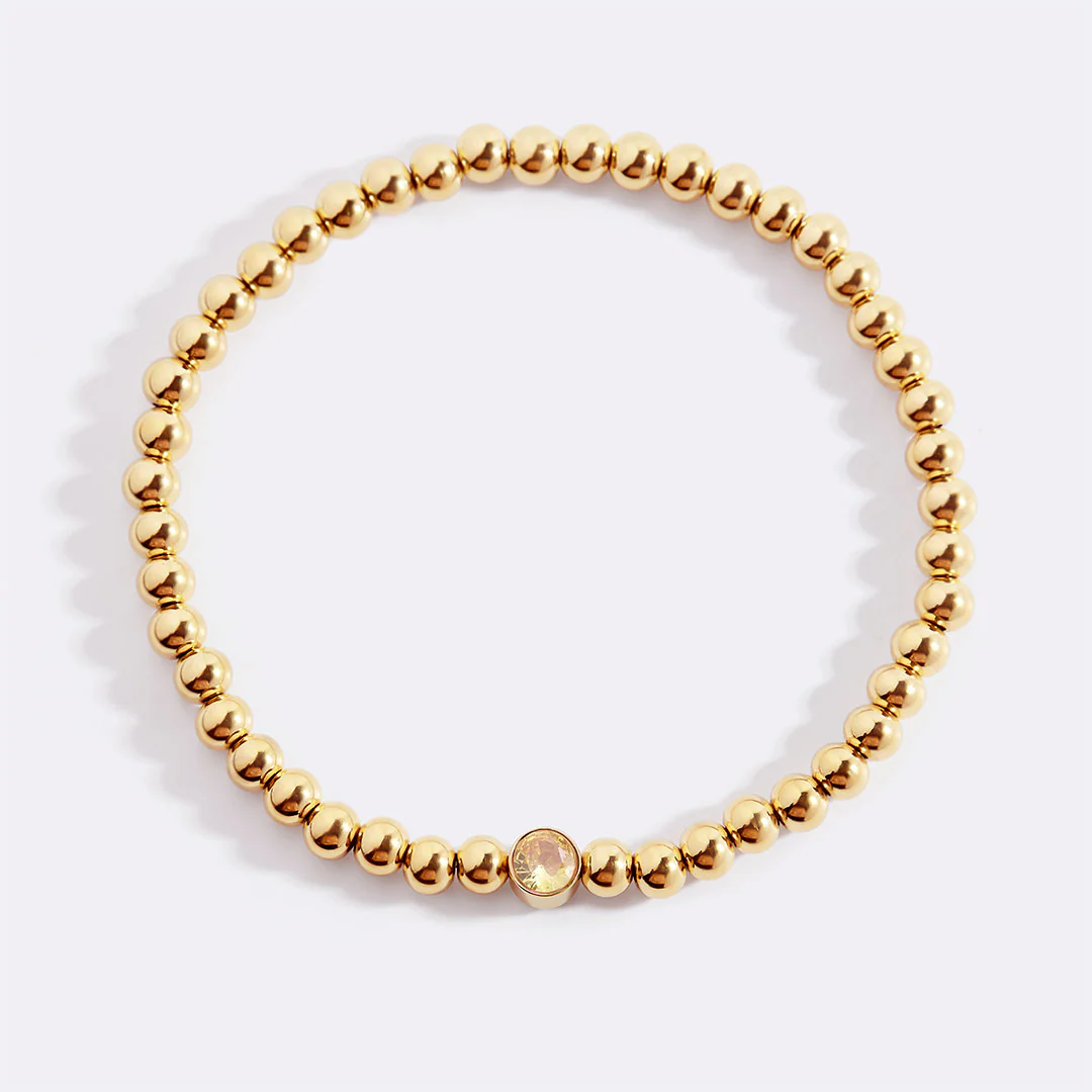 Gold Beaded Bubble Birthstone Bracelet