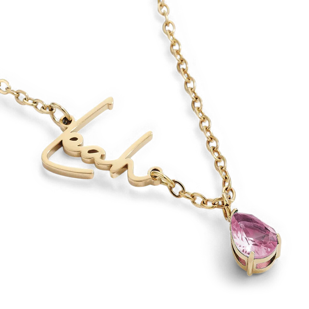 Handmade Birthstone Name Necklace