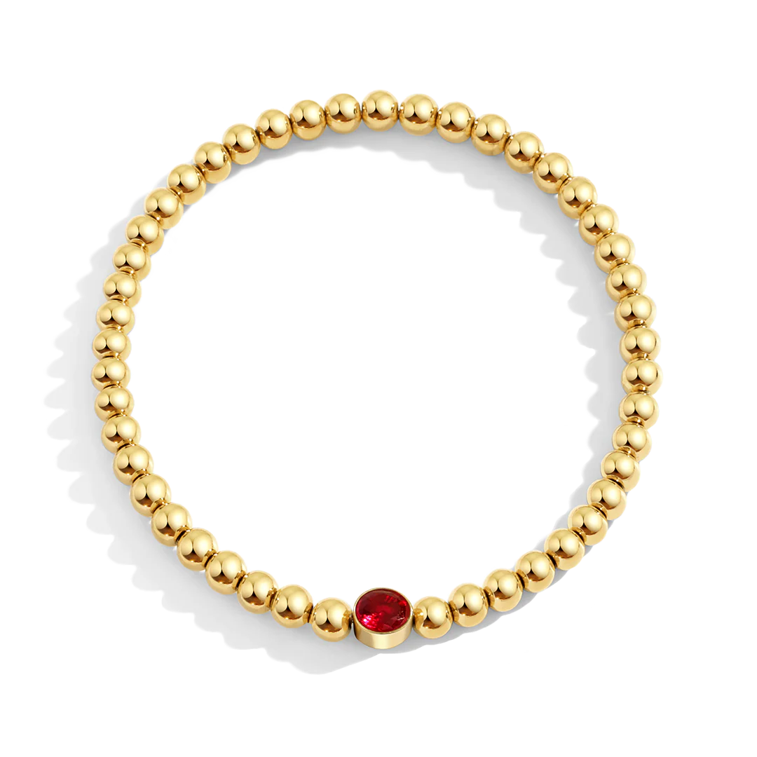 Gold Beaded Bubble Birthstone Bracelet
