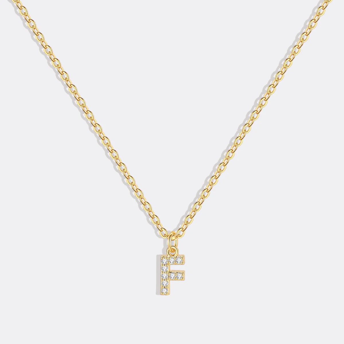 Gold Pavé Uppercase Initial Necklace