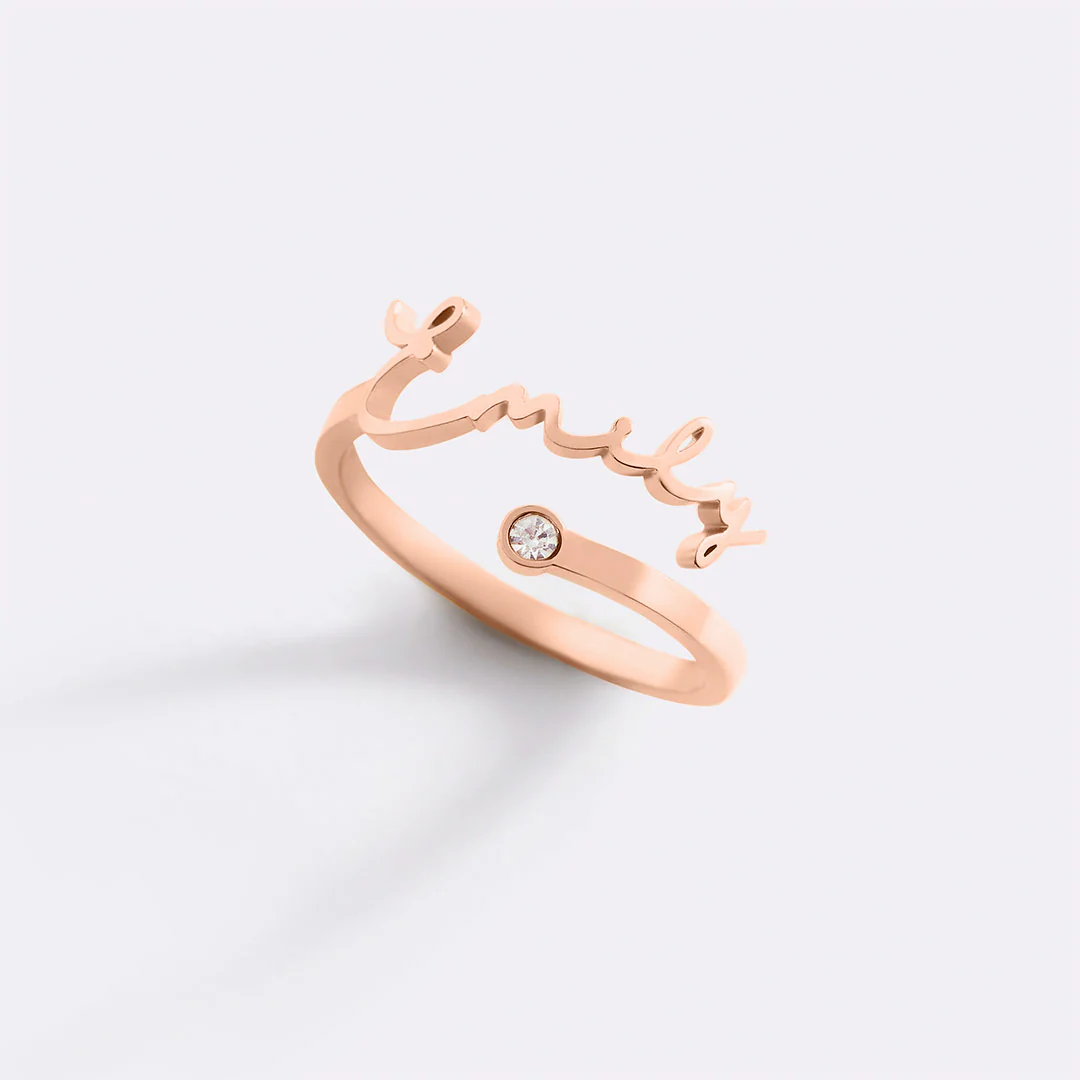 Custom Name Birthstone Ring