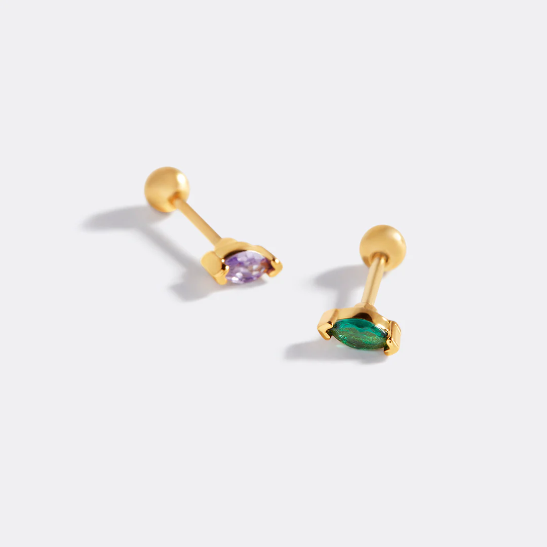 Marquis Gemstone Sleeper Stud Earrings