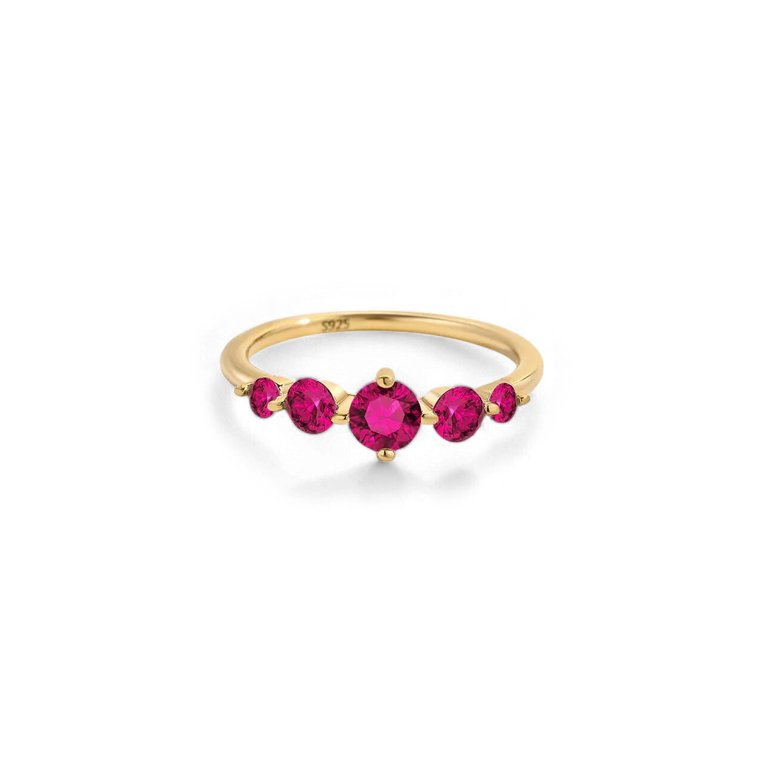 Five Stone Statement Birthstone Ring