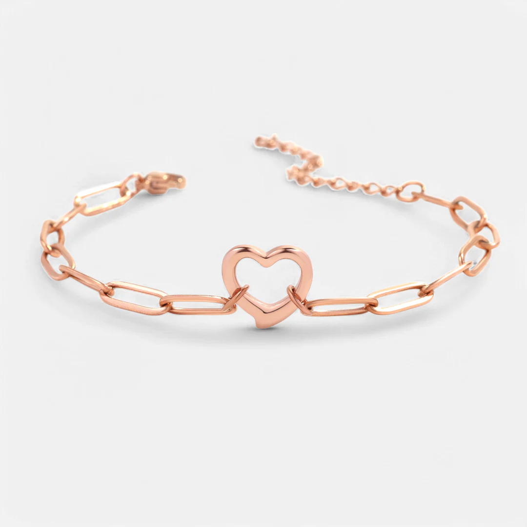 Open Heart Paperclip Chain Bracelet
