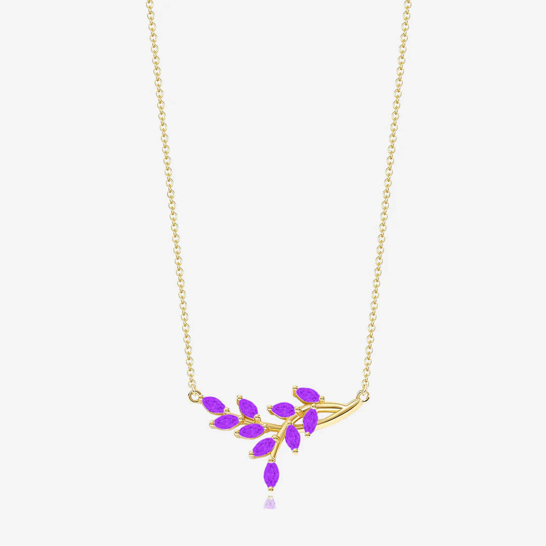 Birthstone Leaf Pendant Necklace